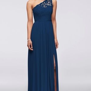 Long One Shoulder lace top floor length dress